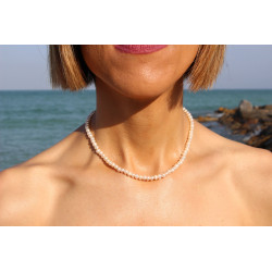 5 mm Cultured Pearl Necklace with 18K Gold Clasp – Handmade 40 cm