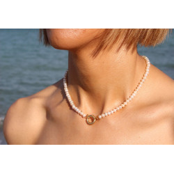 5 mm Cultured Pearl Necklace with 18K Gold Clasp – Handmade 40 cm