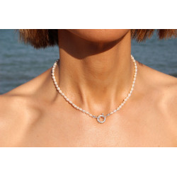 Freshwater Pearl Necklace 5.3 mm with Sterling Silver Clasp – 40 cm