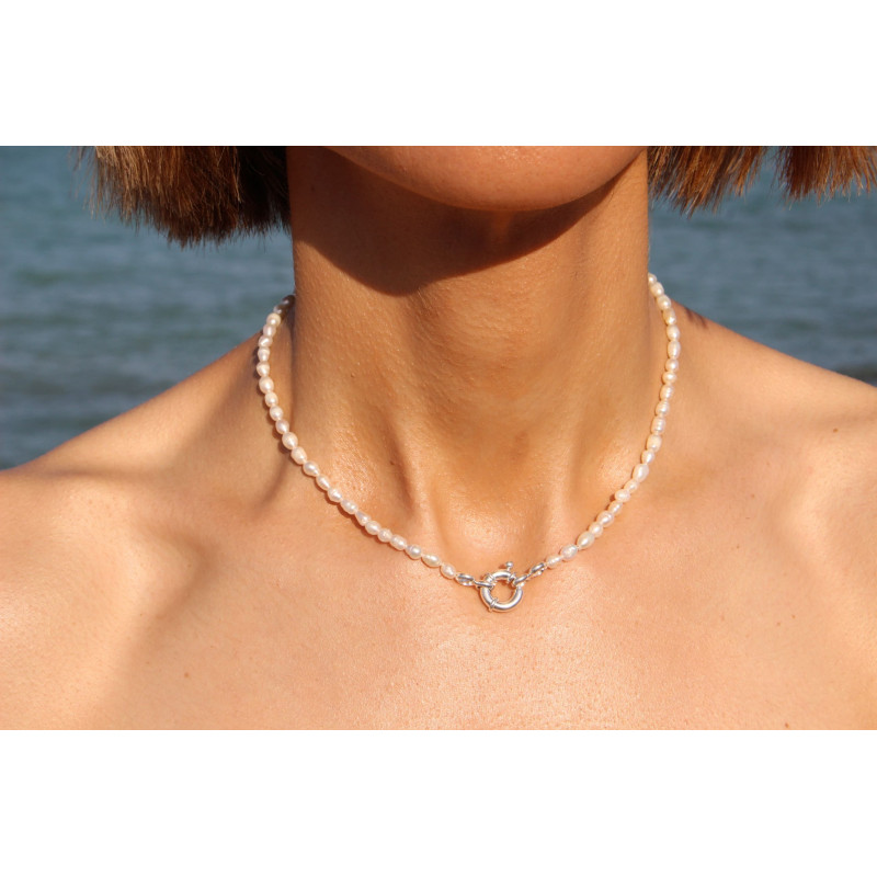 Freshwater Pearl Necklace 5.3 mm with Sterling Silver Clasp – 40 cm Freshwater Pearl Necklace 5.3 mm with Sterling Silver Clasp – 40 cm
