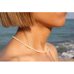 Freshwater Pearl Necklace 5.3 mm with Sterling Silver Clasp – 40 cm