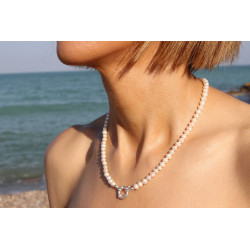 Handmade Cultured Pearl Necklace with Sterling Silver Clasp – 45 cm