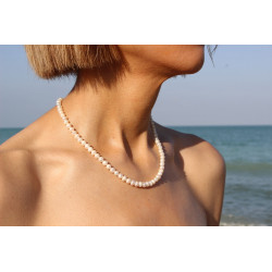 Handmade Cultured Pearl Necklace with Sterling Silver Clasp – 45 cm