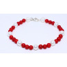 Handmade Bracelet with Synthetic Pearl & Coralina – 925 Silver | Crafted in Spain