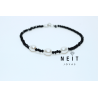 Black Onyx Bracelet with Cultured Pearls and Silver Clasp – 18 cm