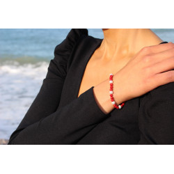 Coral and Pearl Bracelet in Sterling Silver Mya