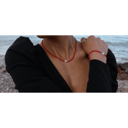 Collar y Pulsera en Perla Cultivada y Cristal Mineral