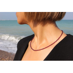 Garnet Necklace 2.8 mm – Handmade Sterling Silver Jewelry | Unique Gift