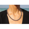 Natural Grey Pearl Necklace 7.7 mm – 18K Gold Sailor Clasp Knotted