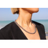 Natural Grey Pearl Necklace 7.7 mm – 18K Gold Sailor Clasp Knotted