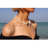 Collar de Perla Natural y Flor de Nácar