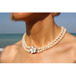 Collar de Perla Natural y Flor de Nácar