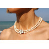 Collar de Perla Natural y Flor de Nácar