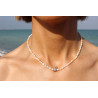 Unique Cultured Pearl Necklace with 18K White Gold Crown | Artisan Jewelry