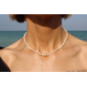 Exclusive Cultured Pearl Necklace with 18K Gold Bead and Zirconia | Handmade